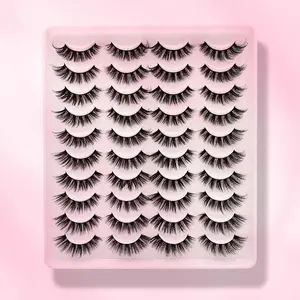 Wispy Faux Cluster Lashes, 20 Pairs Reusable Long & Fluffy Curl Lashes Strips for Eyelashes Extensions, Lash Clusters for Women Makeup, Lengthening Faux Eye Lashes for Eye Cosmetic, False Eyelashes Extensions