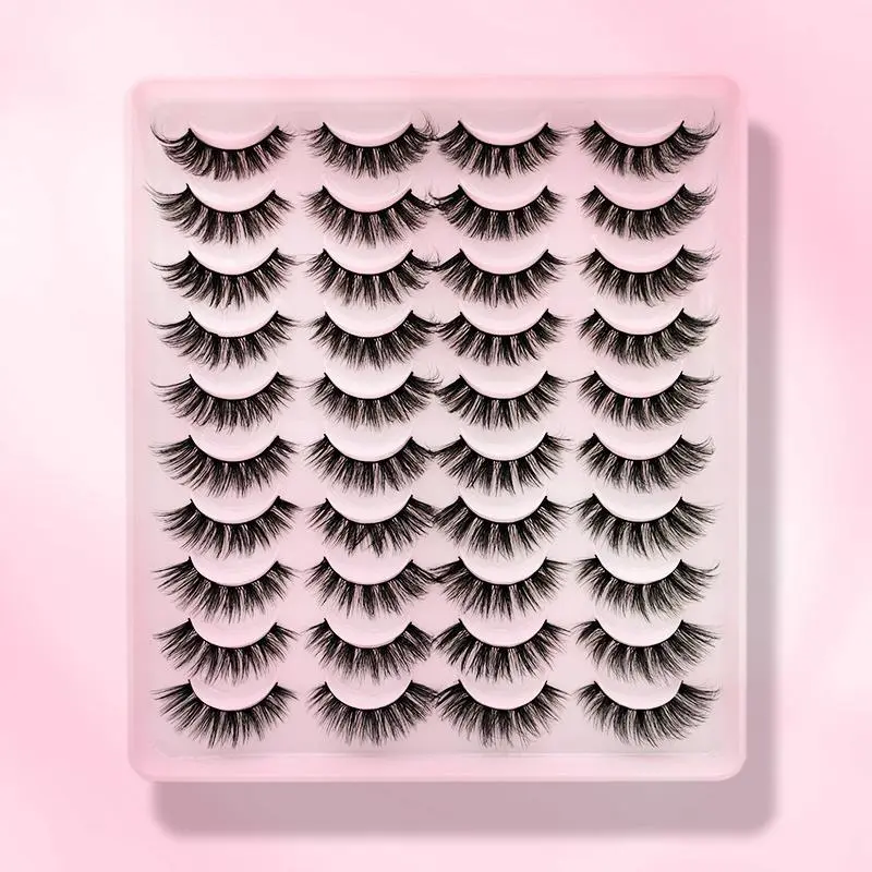 Wispy Faux Cluster Lashes, 20 Pairs Reusable Long & Fluffy Curl Lashes Strips for Eyelashes Extensions, Lash Clusters for Women Makeup, Lengthening Faux Eye Lashes for Eye Cosmetic, False Eyelashes Extensions, Longer Looking Eyelashes
