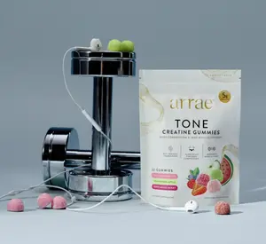 Arrae Tone Variety Creatine Monohydrate Fitness Gummies - Assorted Sour Flavors (Watermelon, Green Apple, Mixed Berry) - Gut-Friendly Formula for Energy, Cognitive Health, Post-Workout Recovery