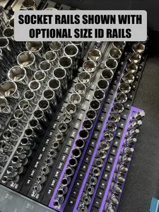 Socket Holder Rails - ID Numbering Option - 1/4", 3/8", & 1/2" - Toolbox Organizers - Magnetic Base Tool Organization