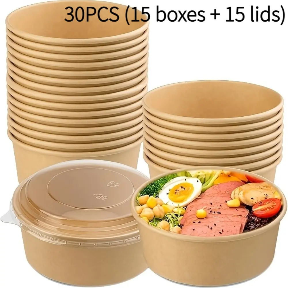 Paper Cups with Lids （15 boxes + 15 lids）– Microwave Safe Dessert & Soup Containers | Freezer Safe for Ice Cream – Perfect for Meal Prep, Takeaway & Home Use Ice Cream Bowls Disposable