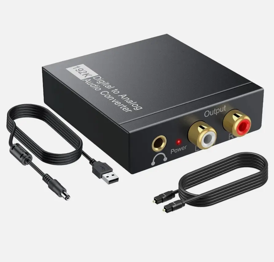 192kHz Digital-to-Analog Audio DAC Converter - Optical to RCA & 3.5mm Jack Adapter, Plug-and-Play Decoder for TV, Home Theater Devices, Audio Accessories