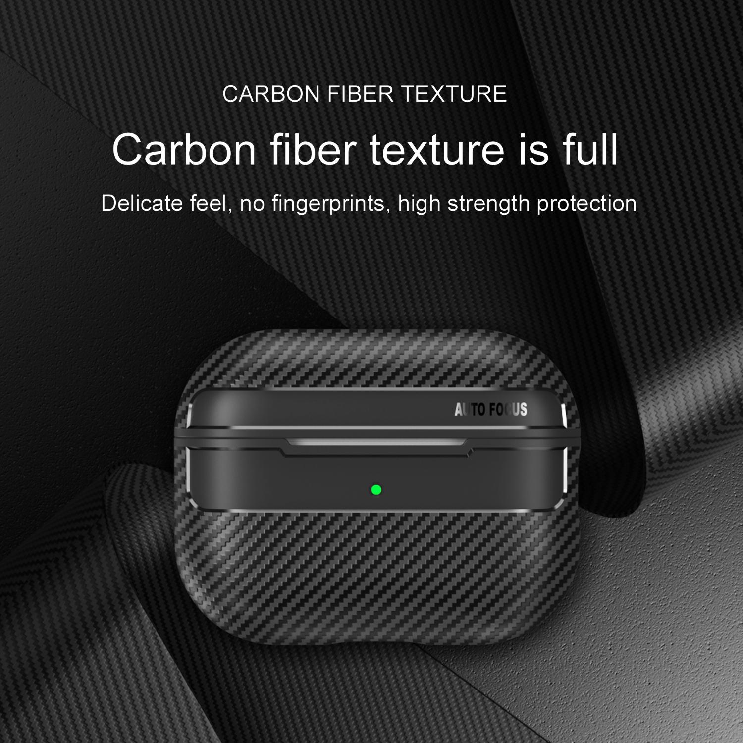 [Free!!Ship!] Carbon Fiber Texture Earphone Casefor AirPods Pro 3/2 AirPods 4/3/1/2 Wireless Charging Shockproof Cover with Carabiner