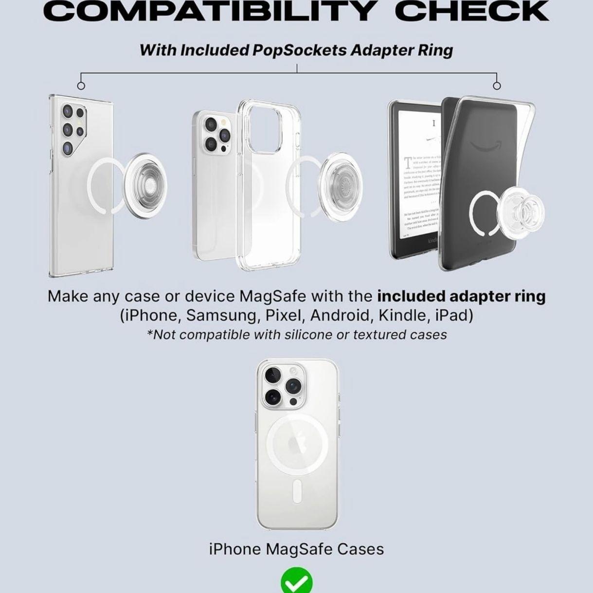 Strawberry Bow MagSafe Phone Grip: Kawaii Pink Ribbon Magnetic Phone Holder, Cute Coquette Aesthetic Gift For Her, Phone or Kindle Holder