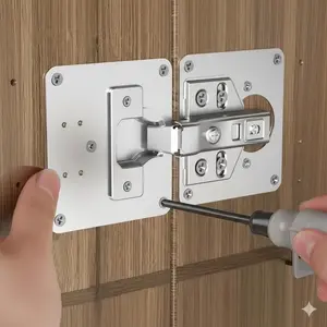 Set of 4 Stainless Steel Hinge Repair Kits, Durable Cabinet Door Hinges, Furniture Door Reinforcement, Kitchen Cabinet Tools, Easy Installation