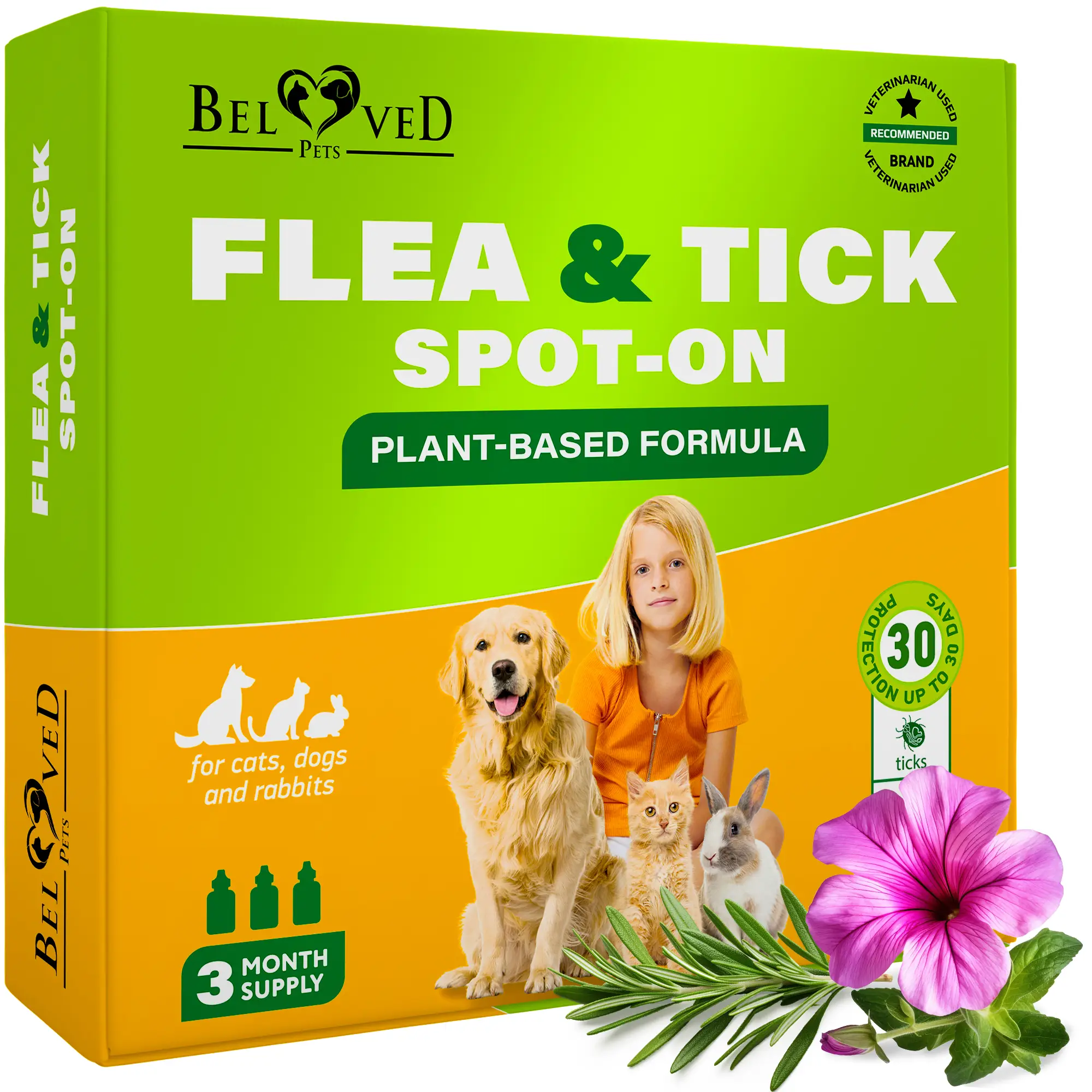 Flea and Tick spot on drops for Small Dogs & Cats, Rabbits - Effective Support for Flea and Tick