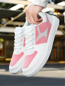 Women's Breathable Knit White Sneakers | Lightweight Soft Sole Casual Shoes for Skateboarding, Running & Daily Outfits Soft Soled Sneakers Daily Wear Sneakers