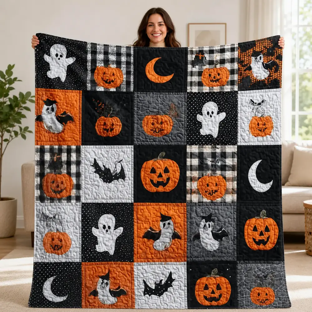 Halloween Pumpkin Ghost Flannel Blanket,2D Flat Print Blanket,Spooky Fall Throw for Movie Night Lounges, Soft Sofa Bed Cover with Cute Haunted Artwork, October Bedroom Accent & Holiday Gift for Kids Teens and Halloween Lovers