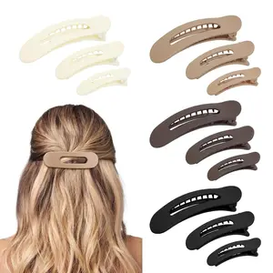 12 count Flat Hair Claw Clips for Women Girls, Matte Flat Hair Clips Neutral Color Claw Clips 3 Sizes Lay Down Hair Claws for Thin Thick Hair (Small/Medium/Large)