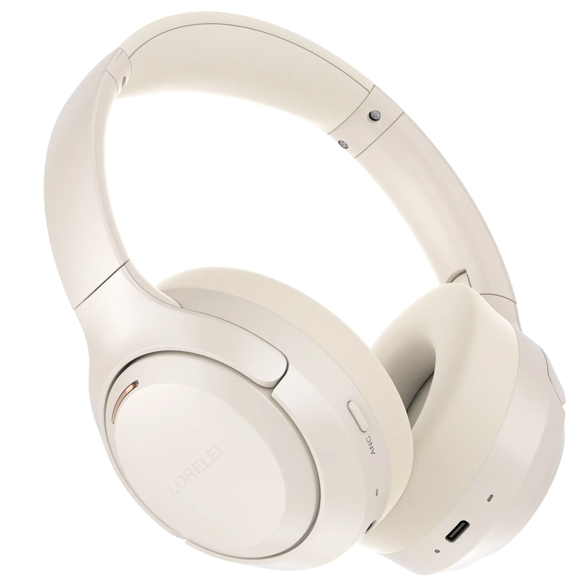 LORELEI QC60 Hybrid Active Noise Cancenlling Headphones,Wireless over ear Bluetooth Headsets with mic, 60H Playtime Foldable Lightweight, Deep Bass, Memory Earmuffs,for Travel Home Office