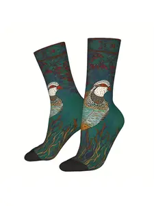 1pc Partridge In The Hedgerow Printed Men's Socks Novelty Sock
