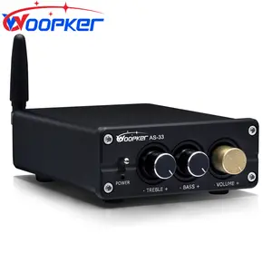 Woopker AS-33 TPA3116  Rated Power 100W *2 Bluetooth 5.0 Stereo Amplifier HiFi 2 Channel Mini Power Amp with Bass Treble Control for Passive Speakers