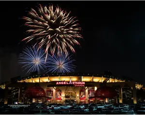 Angel Stadium Los Angeles Angels Unsigned Exterior Fireworks Photograph