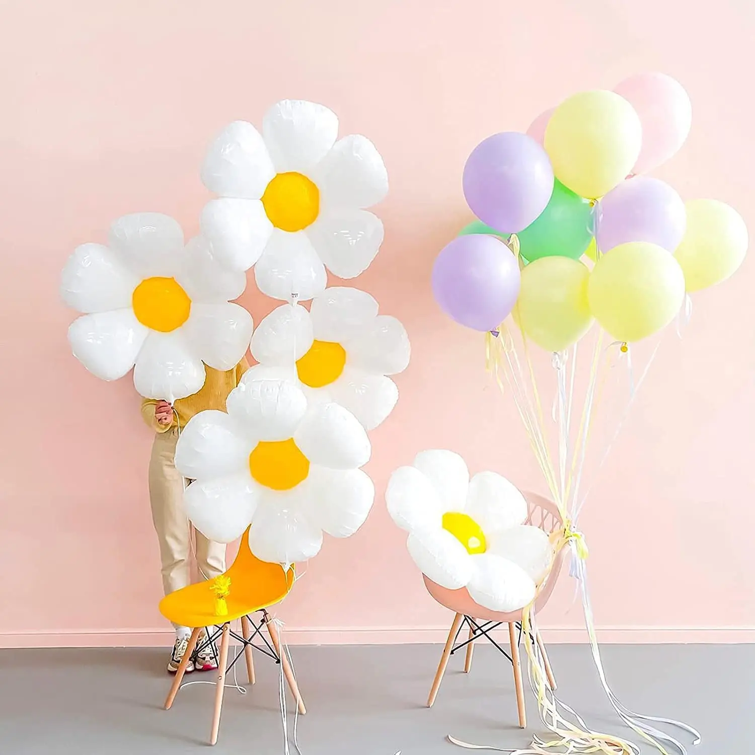 Groovy Daisy Flower Foil Balloon (28 Inches) Retro Float