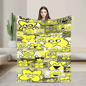Funny Blanket BFDI Blanket Fleece All Season Cartoon Multi-function Super Soft Throw Blankets for Bed Bedroom Rug Piece Christmas Present
