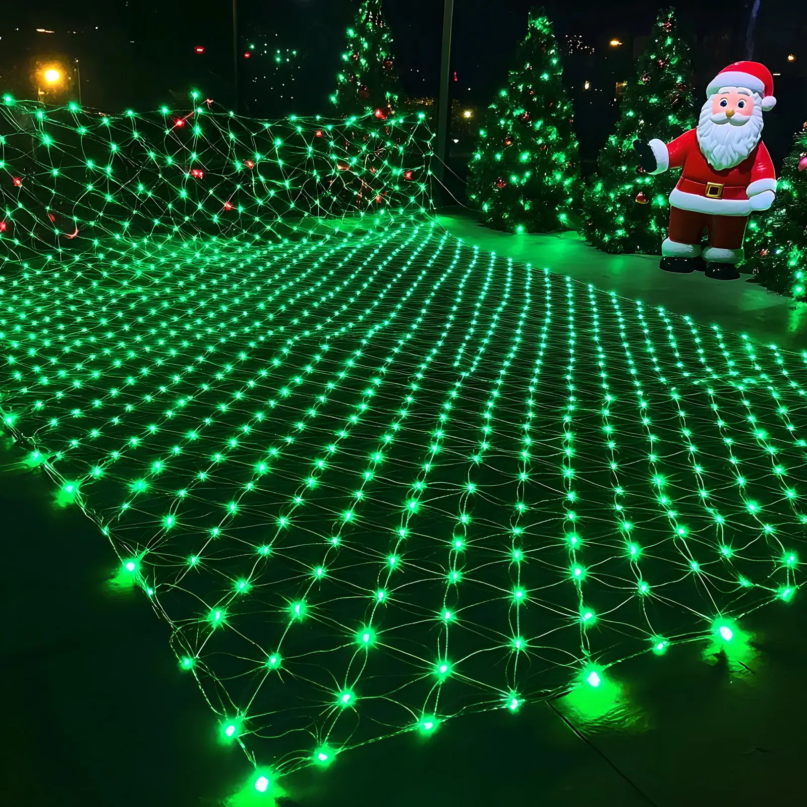 DAYBETTER 360 LED Outdoor Mesh Fishing Net Lights - Plug in and Unplug, Selectable Warm White & Green Colors, 8 Creative Lighting Modes, Steady On, Low Temperature, Ideal for Thanksgiving, Holiday Decor, Fences