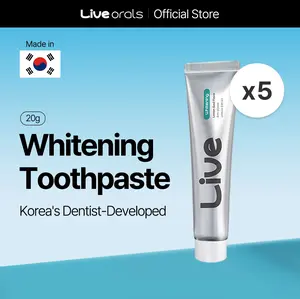 Live Orals PureDia Whitening Toothpaste 20g 5EA | Korea's Dentist-Developed Formula | Long-Lasting Freshness