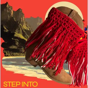 Step Into Crochet Cowboy Boot Covers with Fringes Western Style Accessories Footwear