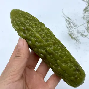 1 count Natural Crystal carving green jade pickle gemstone carving figurine for home decoration