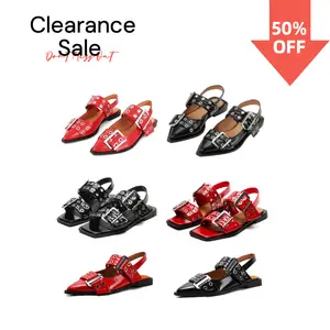 Clearance Sale Women Slingback Flat Pumps Ballerina Shoes Pointed Toe Buckle Shoes Wide Welt Buckle Comfortable Casual Dress Slip-on Shoes Footwear Girl Elegant Wide Feet Sandals Spring Summer Autumn metallic strap