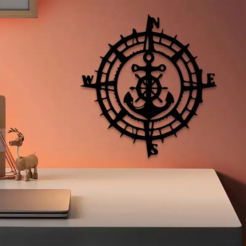 1pc Vintage Maritime Compass Metal Wall Art, Vintage Maritime Compass Statue Mural, Perfect for Living Room, Office, Patio Decor, Housewarming, Wedding, Christmas Decor, Ideal Gift for Nautical Enthusiasts Halloween Christmas decorations