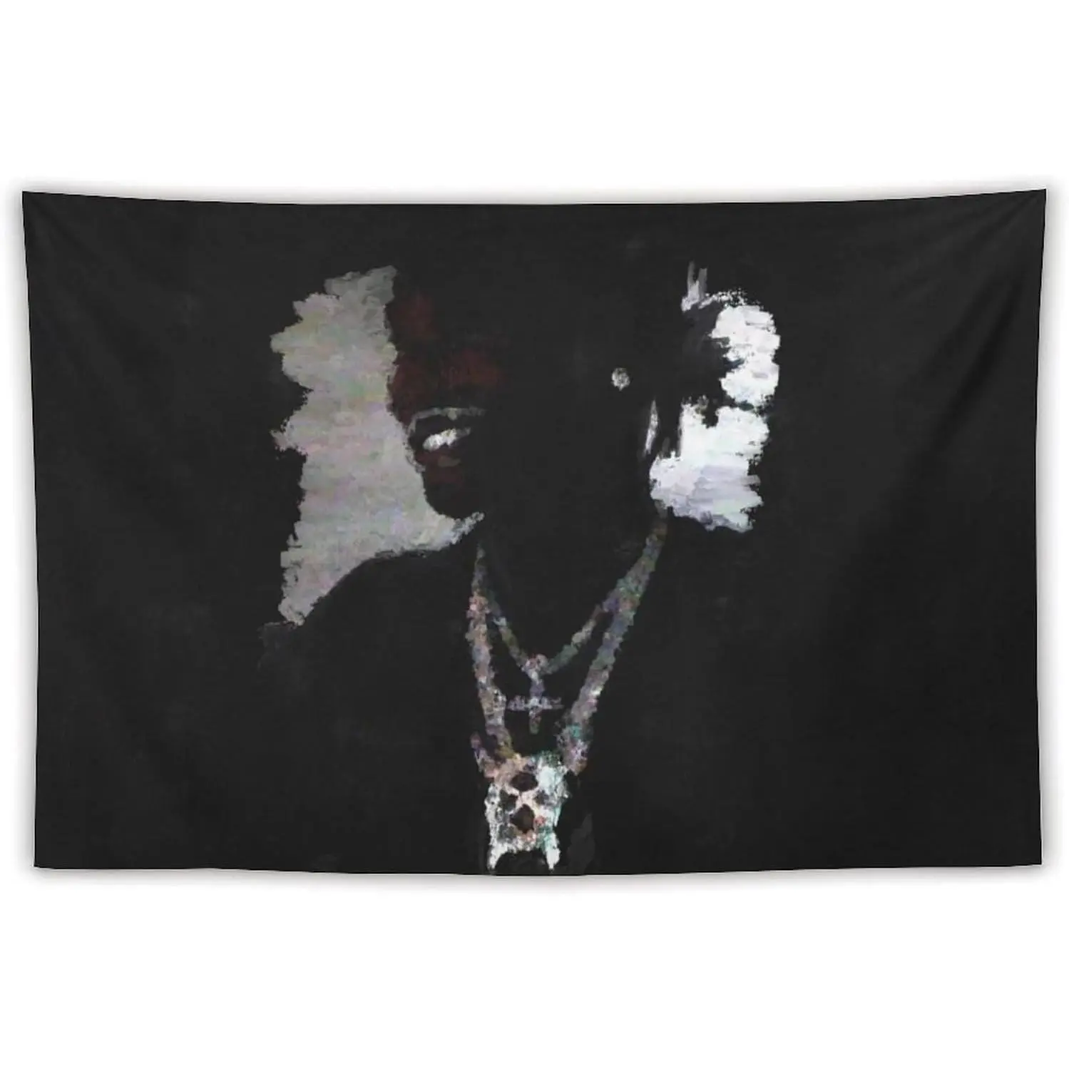 Ken Music Merch Chaos Album Cover Print Tapestry - Classic Strong Synthetic Multi-Size 1-Piece Light Peach Polyester Rapper Wall Art, Animals & Beach Themed, 40x30in/102x76cm & 80x60in/203x152cm for Living Room, College Dorm Home Decor Banner Flag