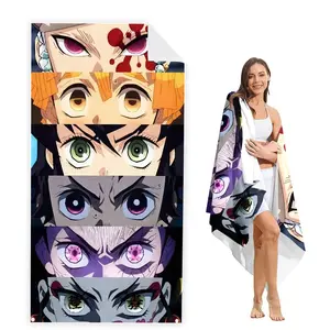 Demon Slayer Beach Towel and Bath Towel, Cute Anime Pattern Design, Absorbent Towel for Beach, Yoga, Gym, Perfect Home Gift