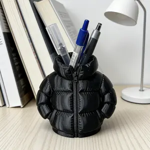 Cute Down Jacket Shape Pen Holder, Creative 3D Printed Novelty Cup Mat, Classroom Student Desk Accessories, Home Office Desk Decor, Desktop Organizer
