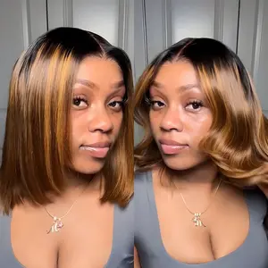 【NEW】Nadula Silk Straight Bob Wig Transparent 7x5 Lace Black to Brown Hightlights Put on and Go TikTokShopStockUp