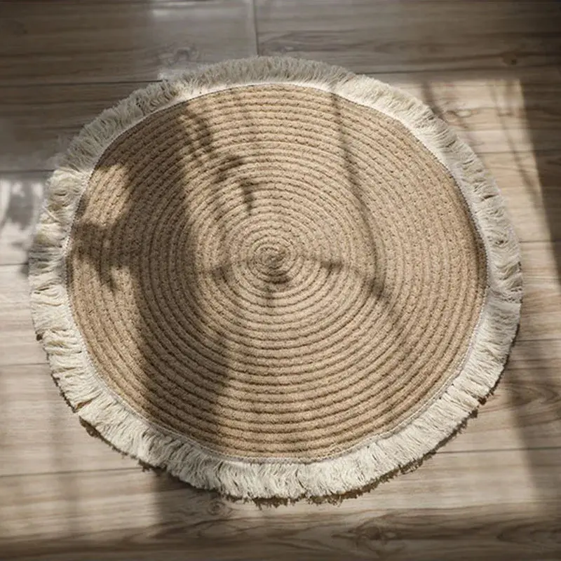 Handwoven Jute & Rattan Round Rug | Eco-Friendly & Chic