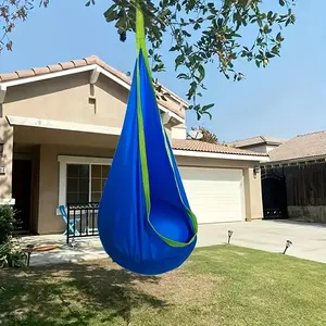 1 Piece Portable Hammock Swing Seat, Rocking Chair with Inflatable Cushion and Pump, Maximum Weight Capacity 176 lbs, Great for Camping, Gardening and Outdoor Use