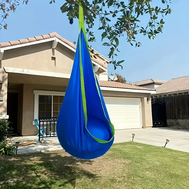 1 Piece Portable Hammock Swing Seat, Rocking Chair with Inflatable Cushion and Pump, Maximum Weight Capacity 176 lbs, Great for Camping, Gardening and Outdoor Use