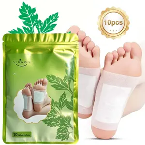 10 PCS Natural Herbal Foot Pads with Ginger & Bamboo – Deep Cleansing, Stress Relief, Better Sleep & Wellness, Daily Care Formula