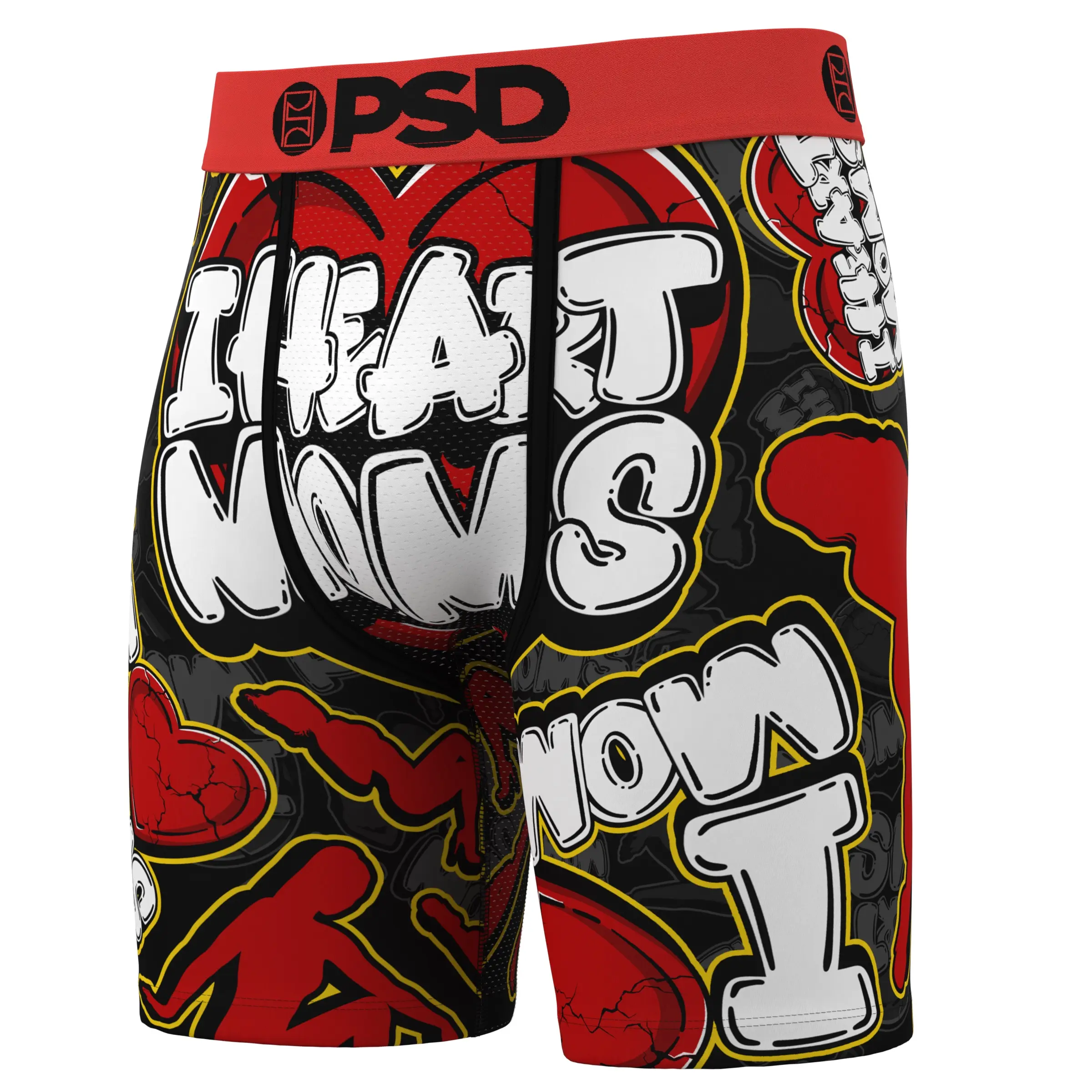PSD Mens ILY Mom Boxer Brief - Standard Length 7 Inch Inseam, Soft and Breathable Poly Blend Fabric