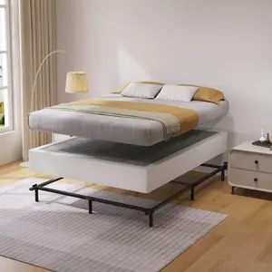 9 Inch Box Spring Bed Base, 3000 Lbs Black Heavy Duty Metal Mattress Foundation With Easy Clean Fabric Cover, No Noise,Easy Assembly Full Size Double Floor Door