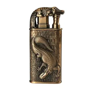 Butane Kitchen Torch (Fuel not Included) Dual Flame Engraved Croc Design, Windproof Torch, Adjustable Flame Size, Refillable, Torch for Cooking, Kitchen, Candles