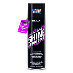 Slick Products Shine & Protectant, Long-Lasting High-Gloss Clear Coat Spray, Renew, Shine, and Protect Plastic, Vinyl, Rubber, Trim, and More