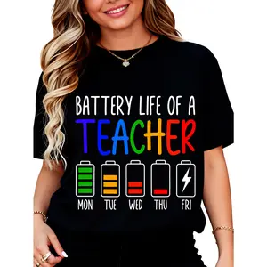 Cotton Teacher Battery Life - Funny School Teacher Appreciation T-Shirt