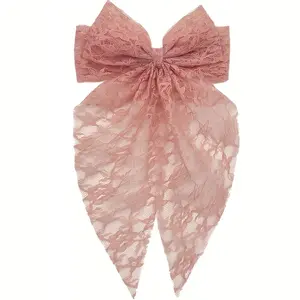 1pc  Elegant Lace Bow Hair Clip - Sweet Back-of-Head Hairpin, Sexy & Cute Women's Hair Accessory (Black/Pink) | Perfect for Weddings, Parties, Daily Use - Valentine's Day Gift, Durable Ladies Hair Clamp for Valentine's Occasions