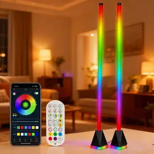 Corner Floor Lamp, 2 Pack LED Corner Lamp with App/Remote/Button Control, Smart RGB Floor Lamp with 16 Million DIY Colors & 68+ Scene, Music Sync for Living Room, Bedroom, Gaming Room