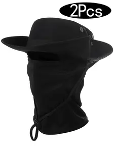 2pcs Full Face Mask Headset Style, Breathable Mesh Soft Elastic Gun Face Cover, Cycling & Outdoor Activities Scarf Hat, Full Face Coverage