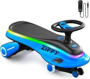 ZIFFY 45W 5.5A Light-Up Electric Wiggle Car with Pedal, Rechargeable Battery, 2-in-1 Swing Car, 2 Speed Ride-On Toy, Anti-Rollover, Flashing Wheels for Ages 3+ (Up to 110 lbs) Christmas & Black Friday
