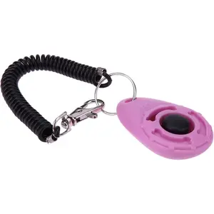 1pc Pink Clicker Easy to Use with Button Dog Training Accessories Strong and Long-Lasting Training and Behavior Aids