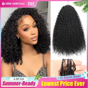 ISEE HAIR Kinky Curly Crochet Hair Human Hair Extensions Miracle Knots Pre-Separated 50g/Pack (32-38 Strands Per Pack）– Knotless Boho Braids, 4-5 Packs for Full Head, Protective Hairstyles Vacation Hair #Summervibe#ISEECrochetNewArrivals