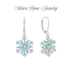 S925 Mother's Day Elegant Snowflake Dangle Earrings, Lightweight and Exquisite 5A CZ Flower Drop Earrings Jewelry for Women, Stylish Jewelry Perfect for Daily Wear and  Perfect for Daily Wear and Winter Outfits, Birthday Valentine's Day for Her