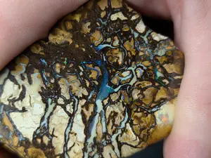 Stunning Australian boulder opal, bright greens, blues and electrice flashes.