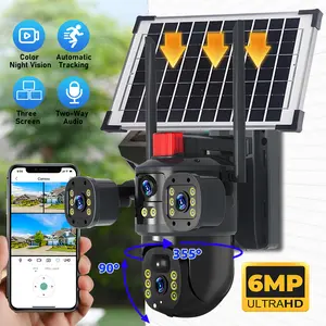 Triple-Lens Solar 360° Dome Camera, 360 Camoflauge Security Cameras Wireless Outdoor Solar Powered, Cameras for Home Security, 360 Pan & Tilt Surveillance Camera for Valentine’s Day Gift