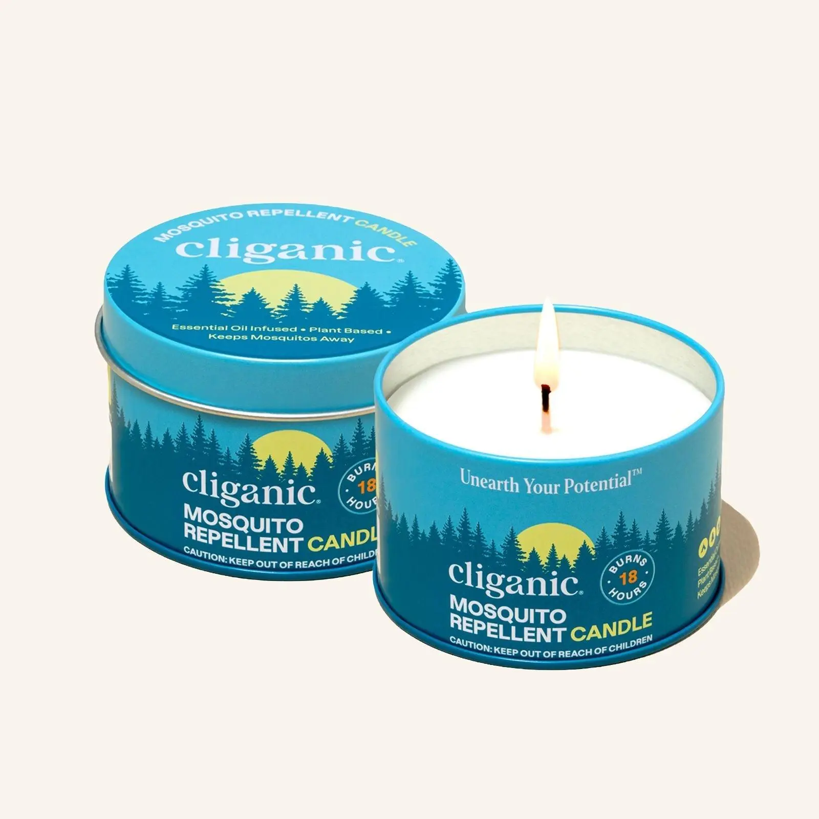 Cliganic Mosquito Repellent Candle (4oz) - 2 Pack | Citronella, DEET Free, Essential Oil Infused for Outdoor, Camping | Burns 40 Hours