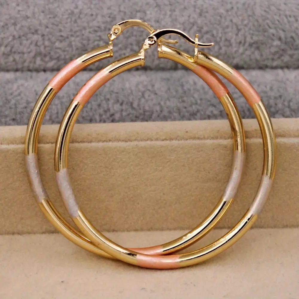 Trendy Statement Golden Copper Hoop Earrings For Women Round Golden Eardrop Luxury Jewelry Accessories for Wedding Anniversary Gift