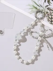 1 Piece Creative and Stylish Phone Lanyard: Bow-Shaped Phone Strap, DIY Crystal Chain—Super Cute New Beaded Chain
